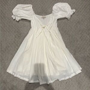 Elegant White Puff Sleeve Mini Dress